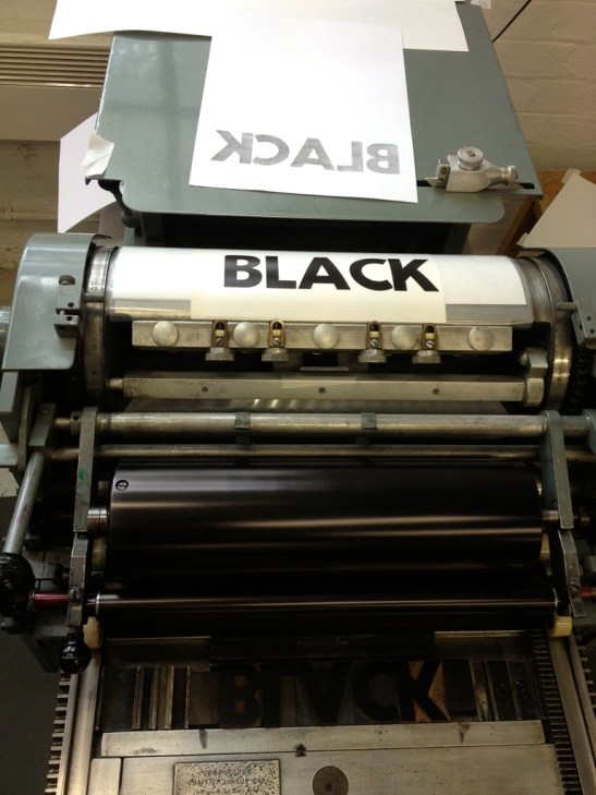 Black backwards type